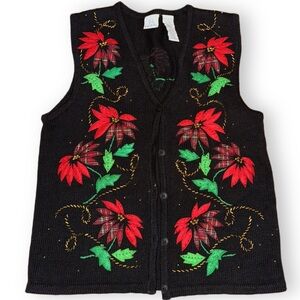 90s Vintage Bobbie Brooks Christmas Sweater Vest